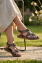 Women's Platinum Bead and Stone Detailed Wedge Sandals 9657 Z - 2