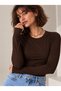 Women's Finger-Looped Crew Neck 100% Organic Cotton Fabric Blouse (Crew Neck 0Vv-1) - 3
