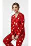 Women's Pajama Set New Year's Patterned Shirt Collar Buttoned Long Sleeve Home Wear W6K038D8 - 2