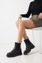 Women's Black Leather Side Elastic Daily Boots - 5