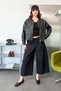 Women's Drawstring Waist Zippered Leather Jacket Black - 27K 8806 - 3