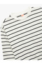 Cotton Raised Long Sleeve Crew Neck Striped Sweatshirt - 4
