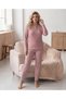 Women's Winter Plus Size Curve Embroidered Patterned Collar Buttoned Long Sleeve Pajama Set - 2
