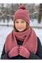 Scarf & Beanie & Gloves Set - Burgundy - Plain