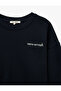 Comfortable Fit Three Thread Ribbed Crew Neck Long Sleeve Sweatshirt with Back Print - 3