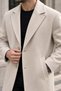 Men's Classic Collar Single-Breasted Regular Fit Long Coat - Ecru - 3