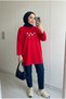 Women's Floral Embroidery Detailed Loose Long Sweatshirt Tunic - 2