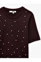 Regular Fit Short Sleeve Crew Neck Pearl Knit Sweater - 3