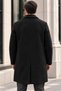Men's Classic Collar Single-Breasted Regular Fit Long Coat - Black - 4