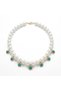 Gold Yellow Blue Stone Pearl-Looking Charm Detailed Women's Necklace Jewelry - 2