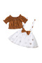 Two-Piece Clothing Set for Girls | 18–24 Months | Brown | Cotton&Polester | Stylish Summer Outfit