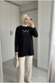 Women's Floral Embroidery Detailed Loose Long Sweatshirt Tunic - 4