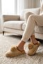 Women's Mink Pompom Detailed Plush Winter House Slippers 3 cm Byndtpwrpon01 - 2