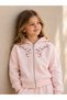Girls Floral Detail Full Zip Sweatshirt Hoodie and Wide Leg Pants Set - 2