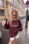 College Collar Stripe Detailed Embroidered Oversize Knitwear Sweater Aw26Kz00072