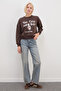 3 Threaded Unprinted Rabbit Printed Oversize Sweatshirt - 4