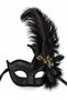 Venetian Mask Black Feathered Gold Stone Showy Party Costume Mask - 2