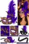 Venetian Mask Black Feathered Gold Stone Showy Party Costume Mask - 2