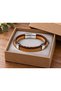 Daverzo Gridhide Brown Leather Men's Bracelet - Square Textured Stripe and Cord - 2