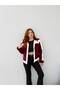 Women's Burgundy Garni Detailed Belted Plush Coat Nh2720 - 3
