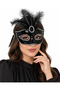 Purple Feathered Venetian Mask with Stones and Sequins, Showy Party Costume Mask - 3