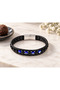Elarenzo Bluemark Black Leather Men's Bracelet - Blue Evil Eye Beaded Braided Design - 3