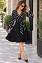 City Chic Women's Long-Sleeved Patterned Double-Breasted Lapel Belted Flared Short Crepe Diver Dress - 7