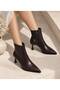 Brown Leather Pointed Toe Thin Heeled Women's Ankle Boots - 3