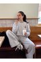 Embroidery Detailed Crop Sweatshirt and Wide Leg Sweatpants Set Aw26Au0006 - 2