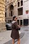 Women's Bitter Brown Double-Breasted Short Trench Coat Pc9005 - 4