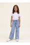 Girls' Bow-Embellished Wide-Leg Denim Pants