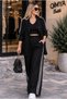 Buketli̇ Women's Stripe Detailed Lined Lace Jacket and Pants Two-Piece Set