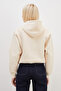 3 Thread Zipper Hooded Bat Sleeve Crop Sweatshirt - 8
