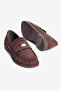 Women's Suede Loafer with Drawstring Detail and Gold Accessories, Mitu Brown - 4