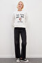 3 Threaded Unprinted Rabbit Printed Oversize Sweatshirt - 3