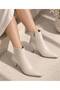 Cream Skin Color Pointed Toe Thin Heeled Women's Ankle Boots - 2