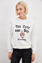 3 Threaded Unprinted Rabbit Printed Oversize Sweatshirt - 7