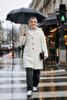 Women's Lined Buttoned Double-Breasted White Plush Coat - 4