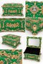 Green Gold Flower Motif and Stone Embellished Decorative Jewelry Box - 5