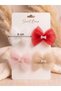 4-Piece Tulle Bow Red Pink Ecru Beige Children's Buckle Set - 4