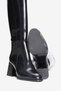 Women's Patent Leather Boots Round Toe Thick Heeled Zippered Greta Black - 4