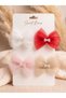 4-Piece Tulle Bow Red Pink Ecru Beige Children's Buckle Set
