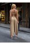 Women's Beige Elastic Waist Shalwar Trousers with Front Pockets Yel221554 - 3