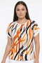 Women's Abstract Patterned Short Sleeve Lycra Viscose Plus Size Blouse - 2