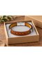 Luscario Stitchline Caramel Leather Men's Bracelet - Black Stitched Middle Strip - 2