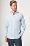 Blue Biritli Collar Long Sleeve Pocketless Slim Fit Cotton Shirt 1004260207