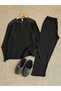 Buttoned Collar Men's Pajama Set - Black
