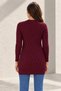 Women's V-Neck Long Sleeve Buttoned Chain Knit Patterned Embossed Burgundy Knitwear Cardigan - 6