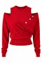 Red Hexagonal Button Detailed Body Cardigan Set - 261009