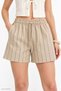 Women's Striped Raw Linen Shorts - 4